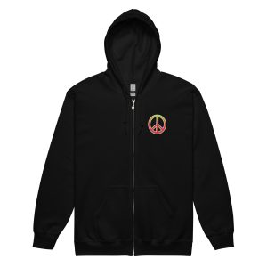 Keep the Peace – Sunset Gradient – Embroidered Unisex Zip Hoodie