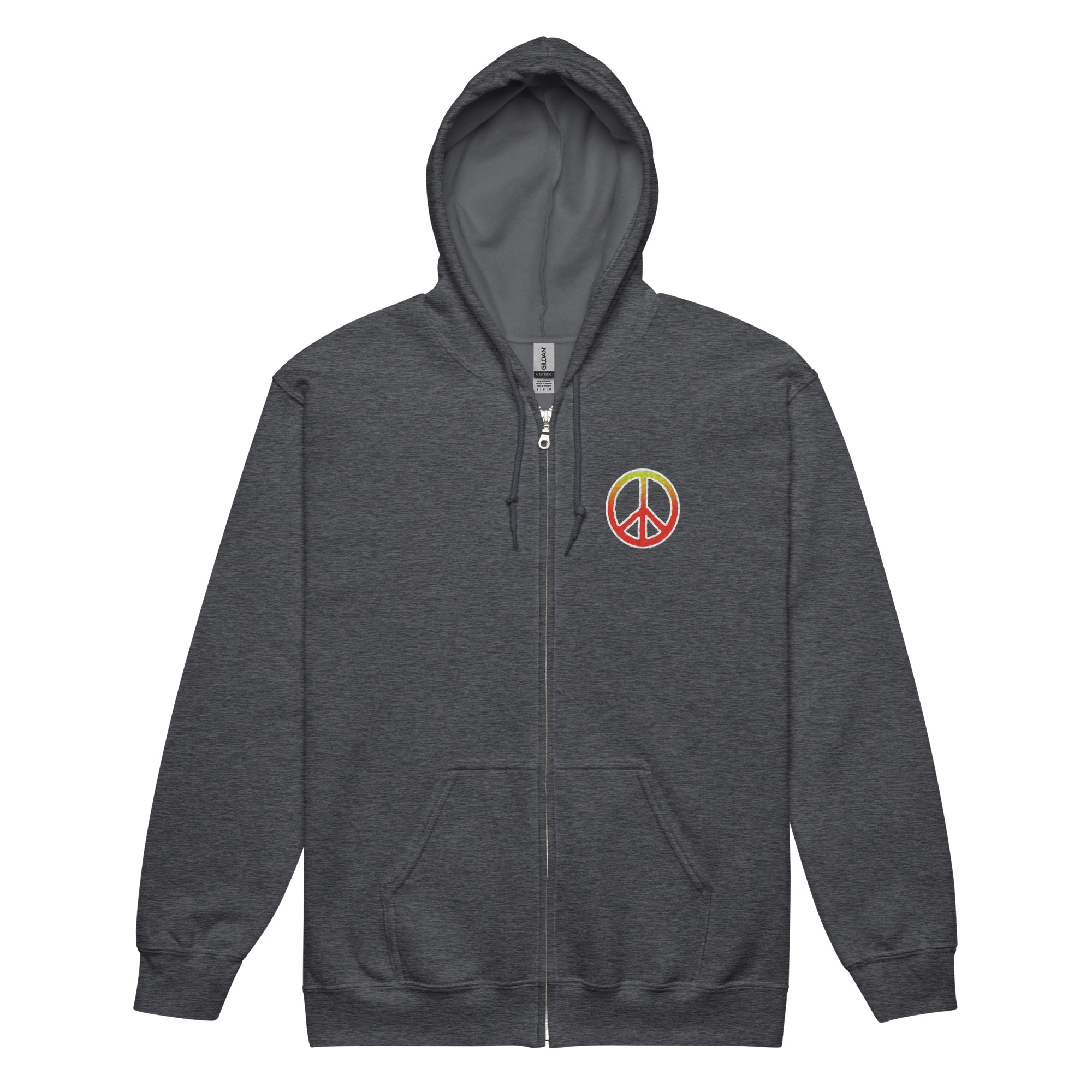 Keep the Peace – Sunset Gradient – Embroidered Unisex Zip Hoodie - Image 3