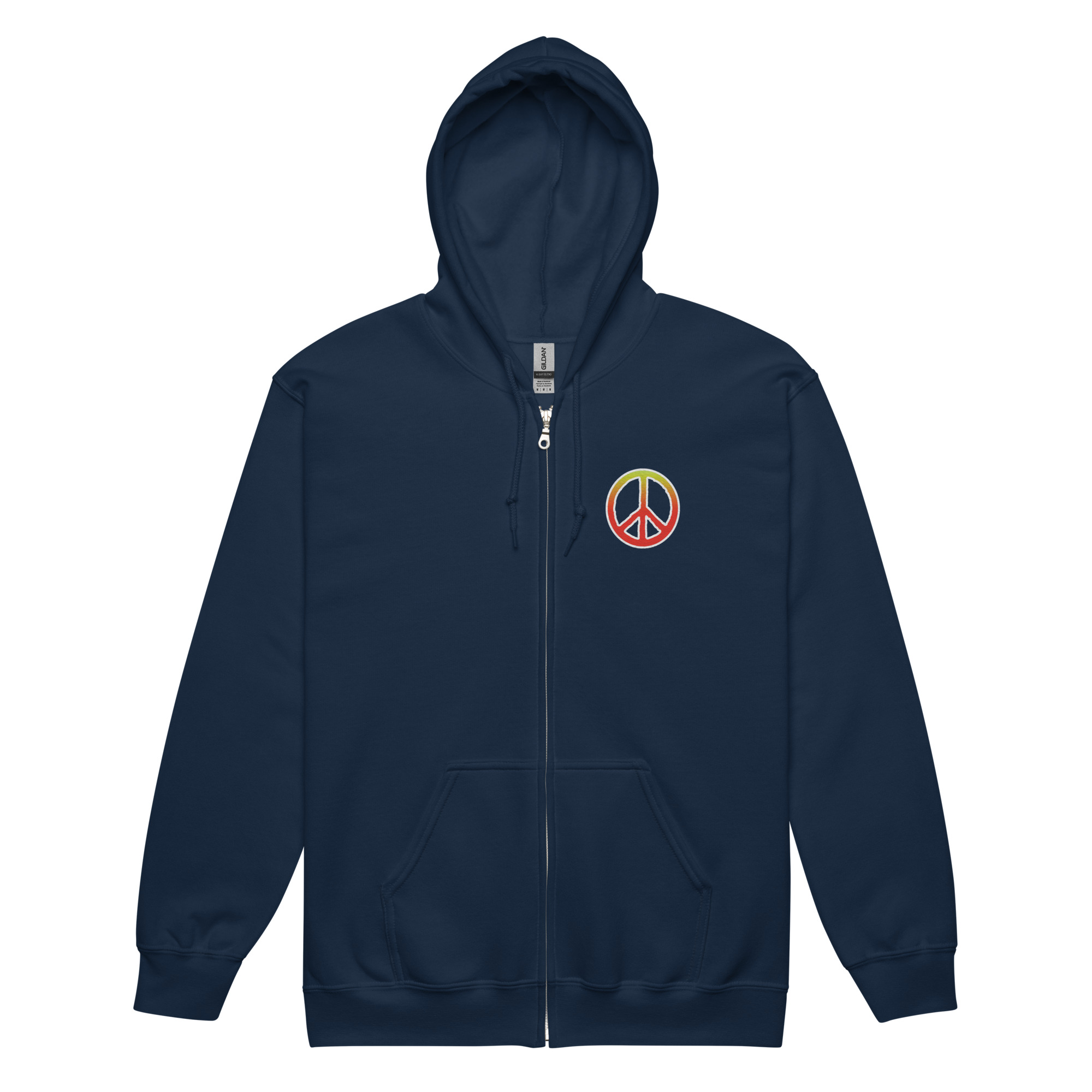 Keep the Peace – Sunset Gradient – Embroidered Unisex Zip Hoodie - Image 2