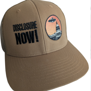 embroidered hat with a UFO over the Capitol Building in Washington DC